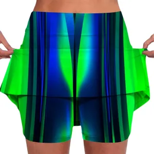 Skorts for Women Dressy Tie Dye High Waisted Tummy Control Tennis Skirt Built in Shorts Running Skirts with Pockets