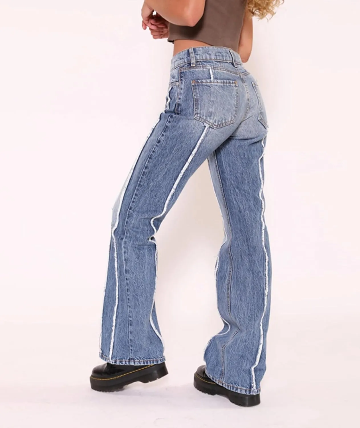 SOMTHRON Women's Tassel High Waisted Ripped Skinny Jeans Distressed Destroyed Long Fringe Denim Pants Hip Hop Streetwear