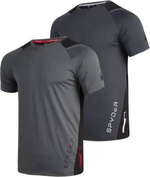 Spyder Men's Athletic T-Shirt - 2 Pack Dry Fit Short Sleeve Performance Sports Tee (S-XL)