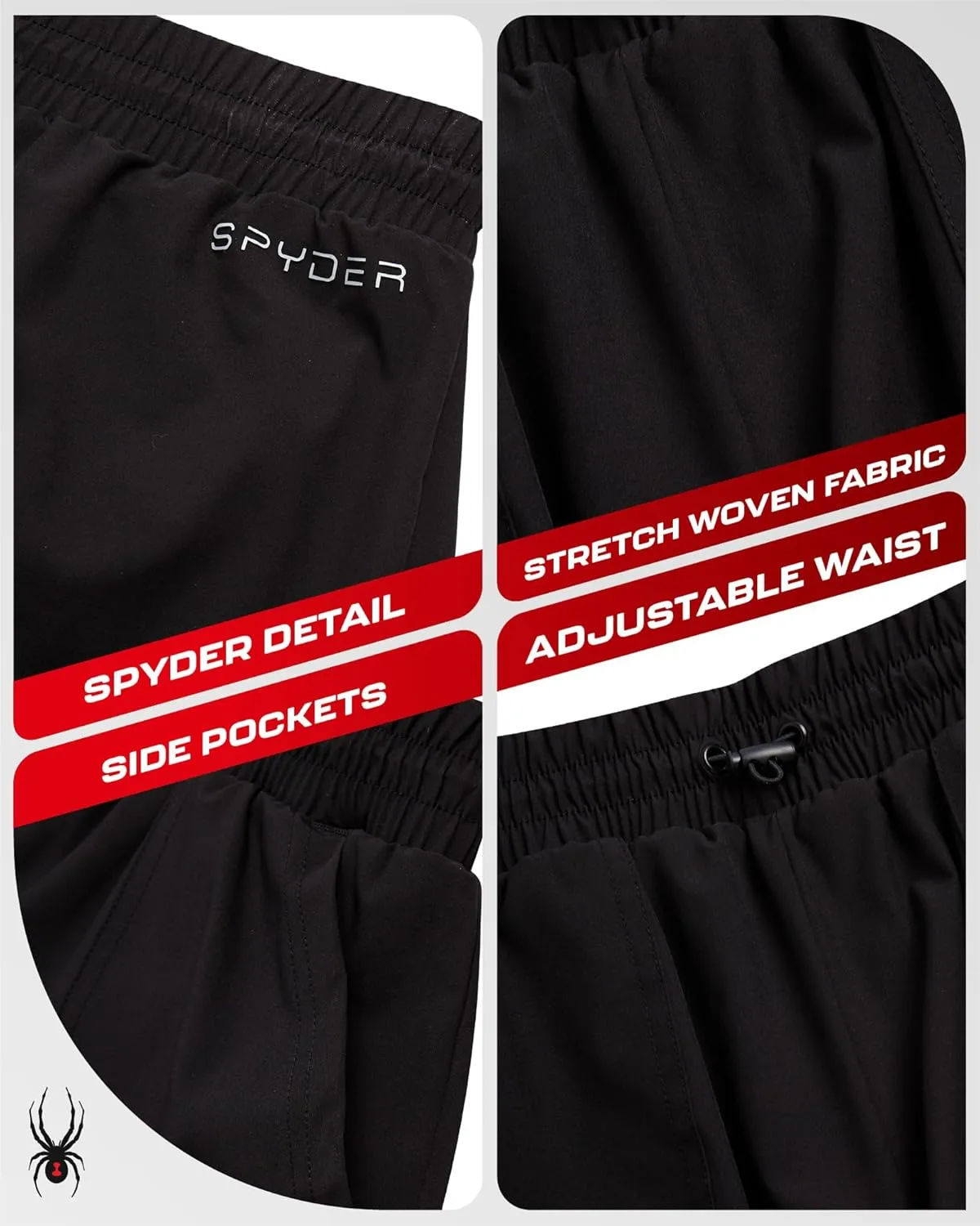 Spyder Womens Athletic Shorts - Stretch Woven Running Shorts for Women with Liner & Elastic Waist for Hiking Gym Casual Wear