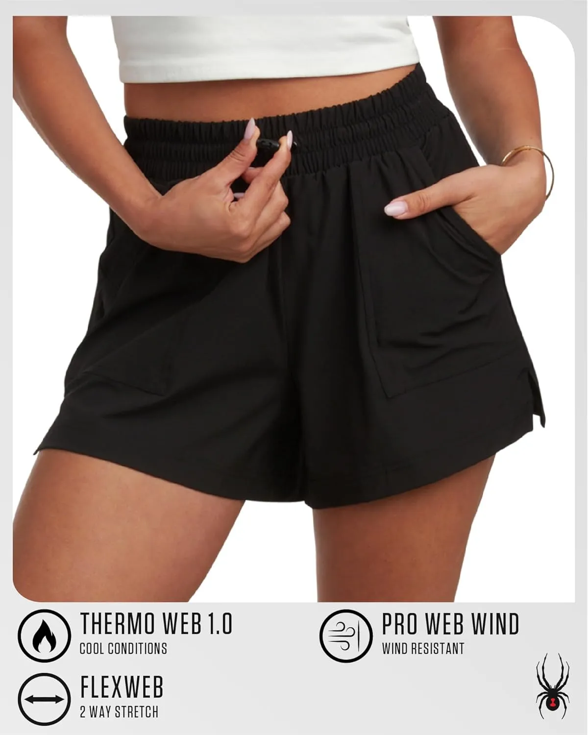 Spyder Womens Athletic Shorts - Stretch Woven Running Shorts for Women with Liner & Elastic Waist for Hiking Gym Casual Wear