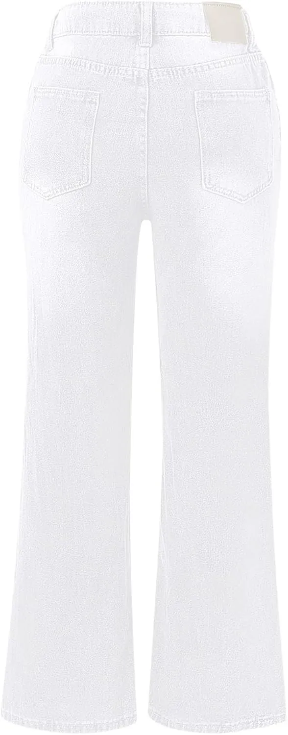 Straight Leg Jeans for Women High Waisted Stretchy Loose Adjustable Tie Denim Pants Trendy Casual Baggy Jean Trousers