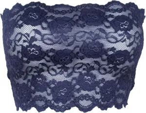 Stretch Lace Camisole Bandeau Tube Top 8 Inches Long Azul 1X