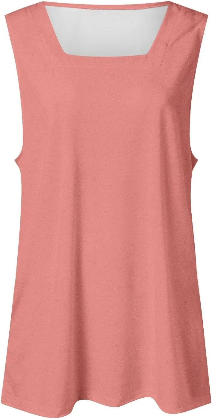 Summer Tank Tops For Women Square Neck Loose Fit Casual Fashion Flowy Sleeveless All Lace Tops for Women
