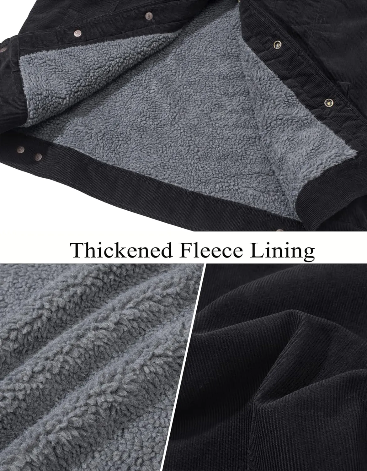 TACVASEN Men's Corduroy Jacket Fleece Sherpa Lined Winter Coats Warm Thick Cotton Casual Trucker Cargo Jacket
