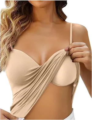 Tank Top with Built in Bra for Women Sleeveless Strappy Summer Cropped Camisole Yoga Tops Workout Sports Padded Cami Clothes