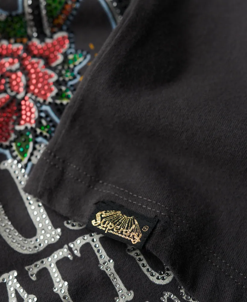 Tattoo Rhinestone T-Shirt - Charcoal