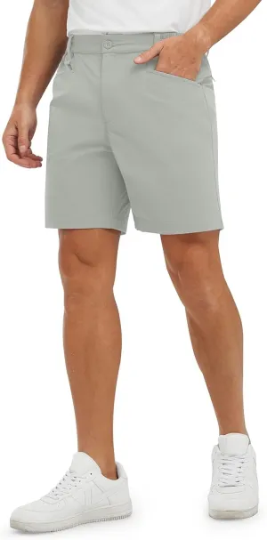 TBMPOY Men's Golf Shorts 7" Stretch Dress Casual Elastic Waist Short Quick Dry Lightweight Hiking Shorts with 4 Pockets