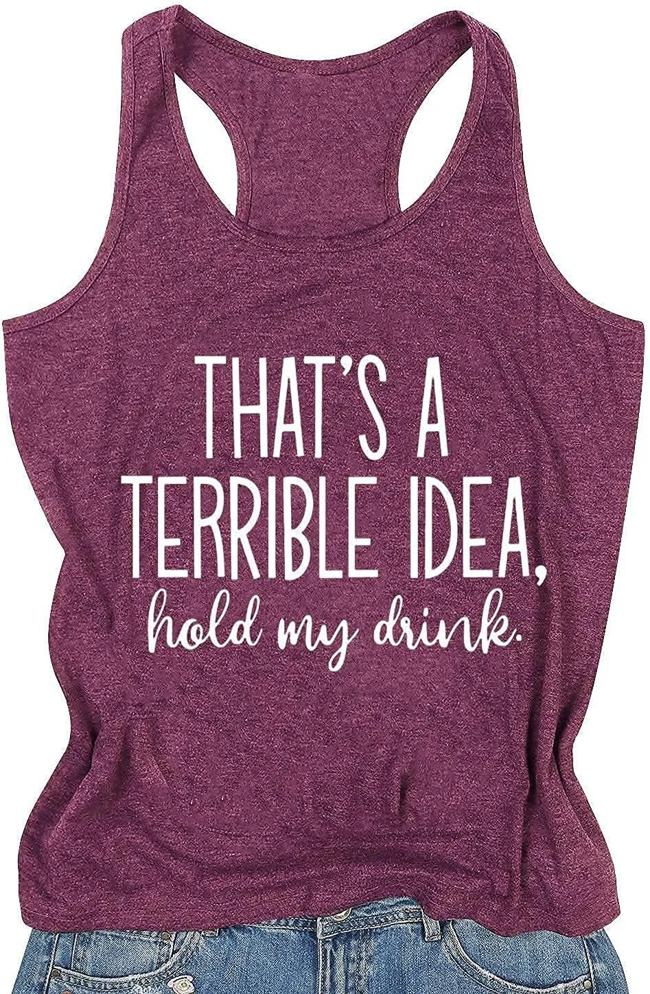 That's A Terrible Idea Tank Tops Women Funny Letter Print Tank Top Sleeveless Summer Beach Vaction Racerback Tee Shirt