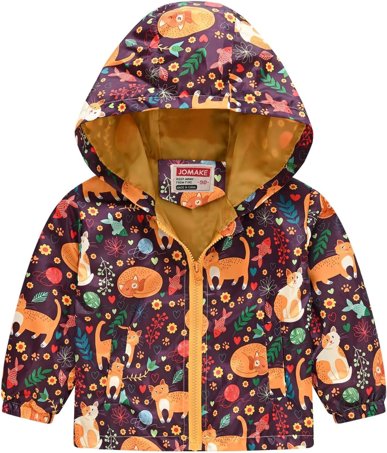 Toddler Baby Boys Cartoon Dinosaur Print Hooded Jacket Long Sleeve Windproof Coats Zip Up Trench Windbreaker Outerwear