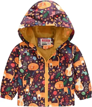Toddler Baby Boys Cartoon Dinosaur Print Hooded Jacket Long Sleeve Windproof Coats Zip Up Trench Windbreaker Outerwear