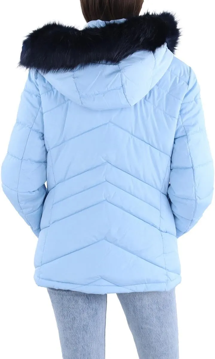 Tommy Hilfiger Women's Fur Hooded Short Puffer Jacket