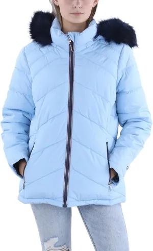 Tommy Hilfiger Women's Fur Hooded Short Puffer Jacket