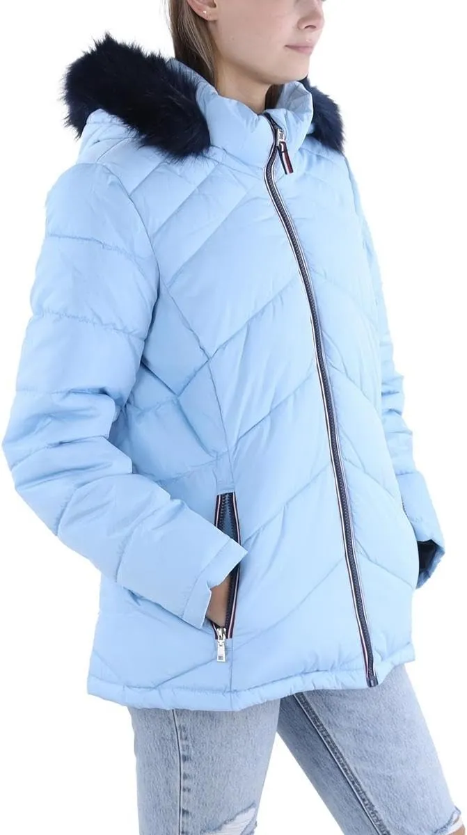 Tommy Hilfiger Women's Fur Hooded Short Puffer Jacket