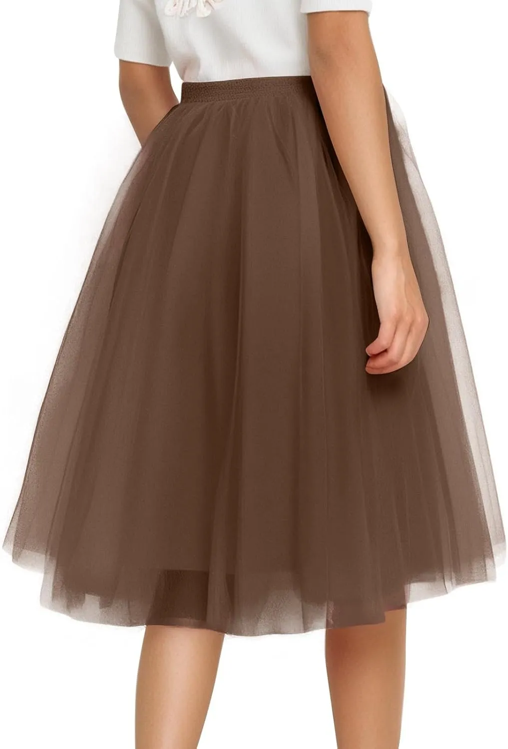 Tulle Skirts for Women Midi Layered A Line Skirt Skorts Elastic High Waisted Tutu Skirt for Prom Party