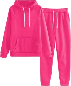 Two Piece Sets for Women Long Sleeve V Neck Drawstring Pants Sweatshirts with Joggers Sweatpants Sweatsuit
