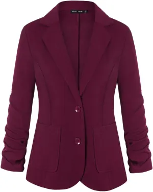 Unifizz Womens Casual Work Office Blazer Pockets Buttons Suit Jacket 3/4 Sleeve