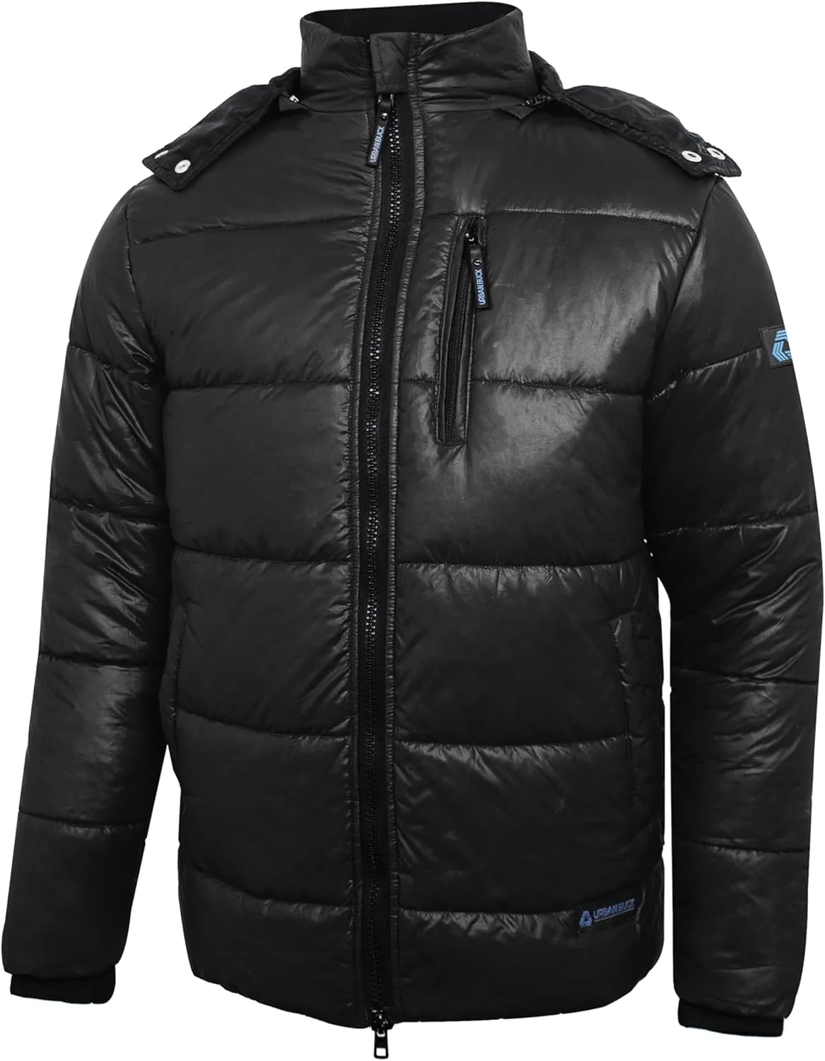URBAN BUCK Mens Faux Fur Trimmed Hood Puffer Jacket Midweight Winter Down Windproof & Water Repellent Men Climbing Jackets