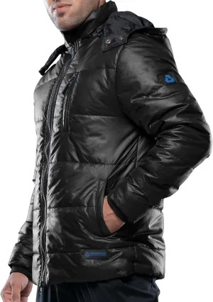 URBAN BUCK Mens Faux Fur Trimmed Hood Puffer Jacket Midweight Winter Down Windproof & Water Repellent Men Climbing Jackets