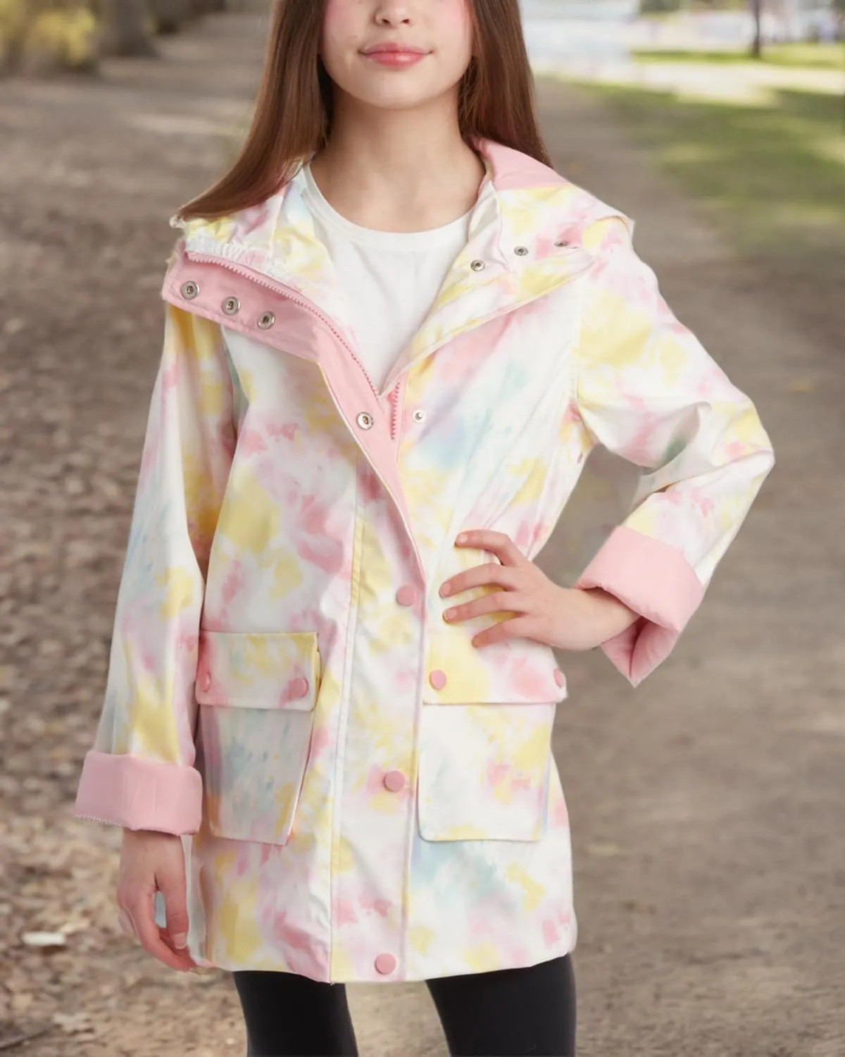 URBAN REPUBLIC Girls' Rain Jacket - Water-Resistant Slicker Shell Outerwear Windbreaker Raincoat with Hood (Sizes: 7-16)