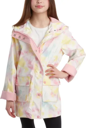 URBAN REPUBLIC Girls' Rain Jacket - Water-Resistant Slicker Shell Outerwear Windbreaker Raincoat with Hood (Sizes: 7-16)
