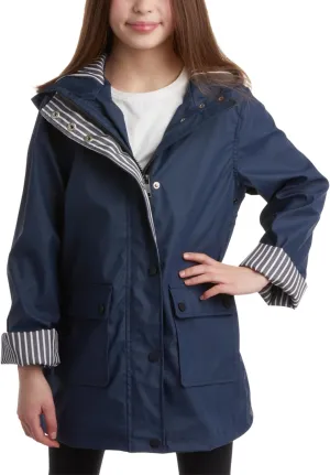 URBAN REPUBLIC Girls' Rain Jacket - Water-Resistant Slicker Shell Outerwear Windbreaker Raincoat with Hood (Sizes: 7-16)