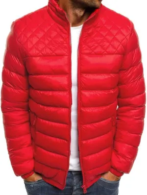 utcoco Mens Quilted Puffer Jacket Stand Collar Full Zip Casual Lightweight Down Jacket Winter Coat