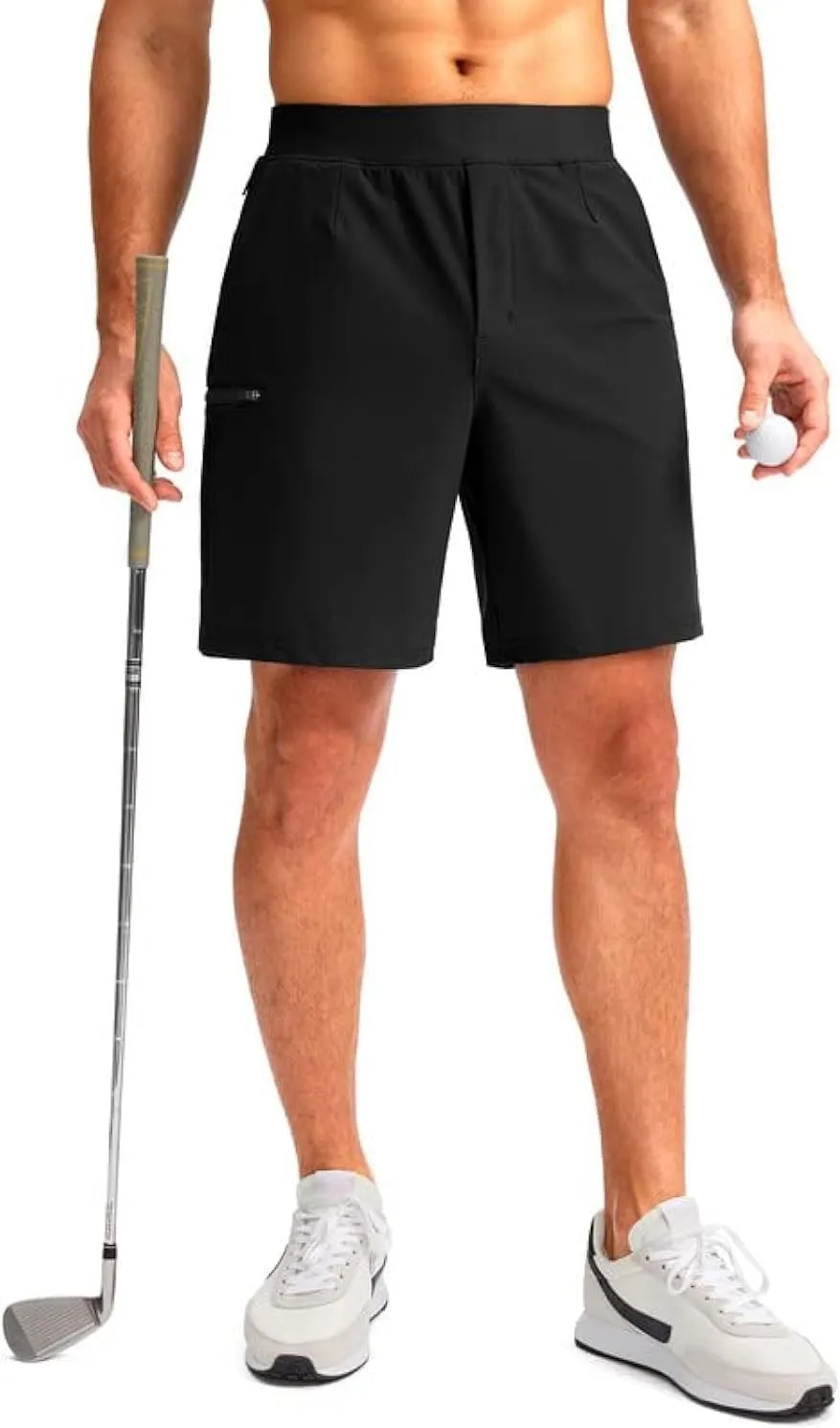 Viodia Men's 7" Golf Shorts with 5 Pockets Elastic Waist Dry Fit Stretch Shorts for Men Hiking Casual Athletic