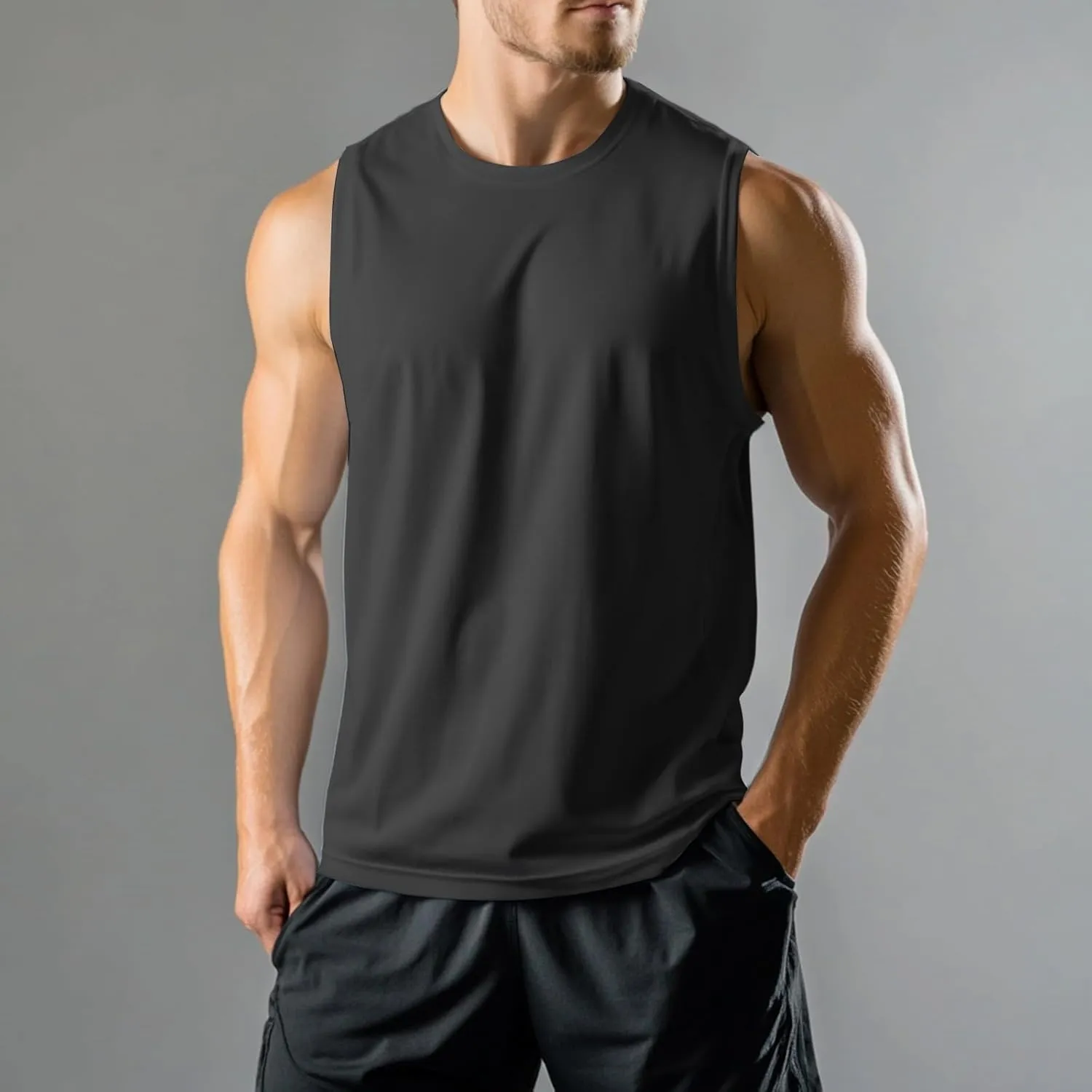 Weighted Vest Men 2025 Workout Tank Tops Quick Dry Sleeveless Muscle Tee Shirts for Athletic Gym Running Swim Beach Training
