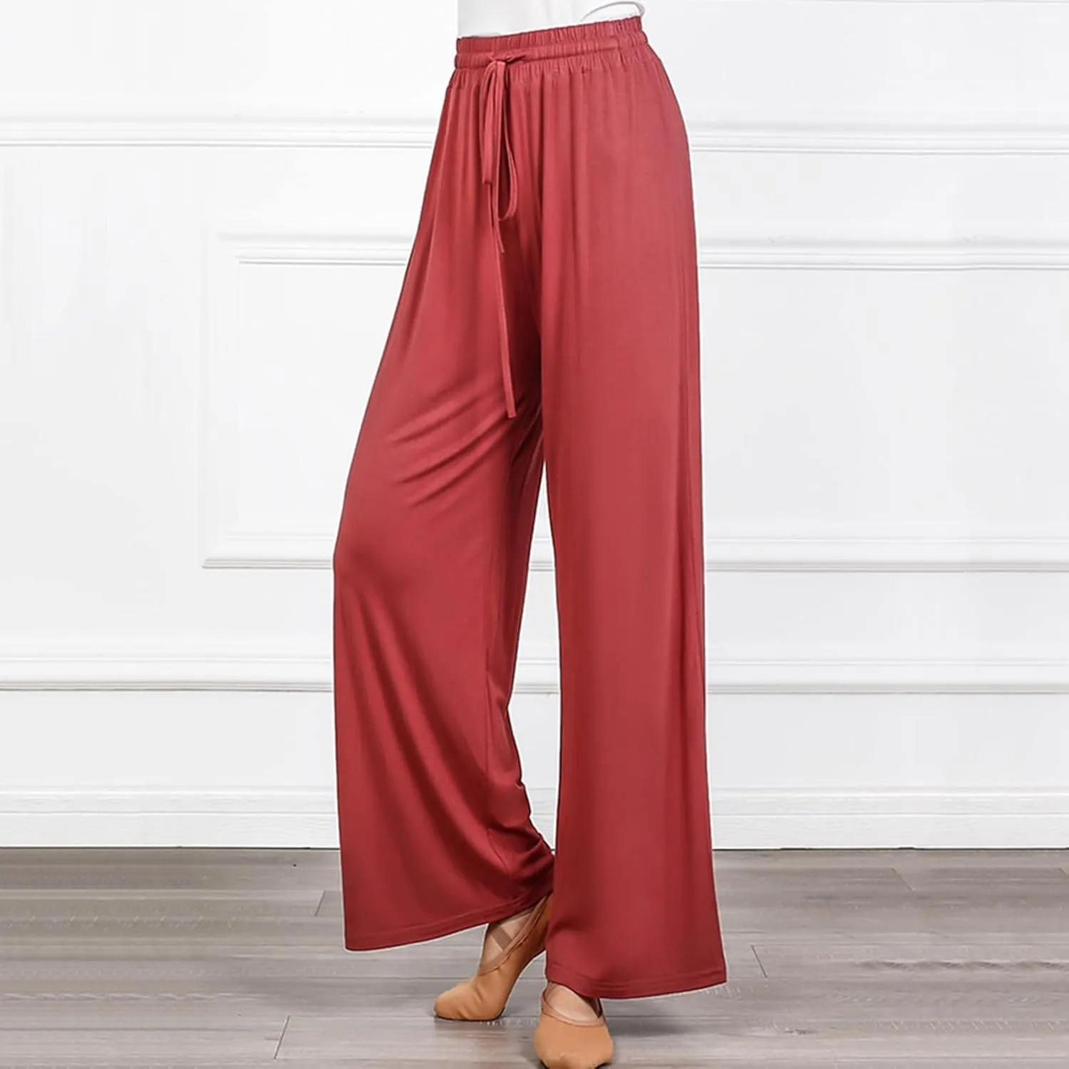 Wide Leg Yoga Pants for Women Comfy Cotton Lounge Workout Pant Loose Flowy Elastic Waist Trousers Trendy Dance Slacks