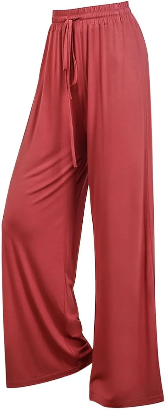 Wide Leg Yoga Pants for Women Comfy Cotton Lounge Workout Pant Loose Flowy Elastic Waist Trousers Trendy Dance Slacks