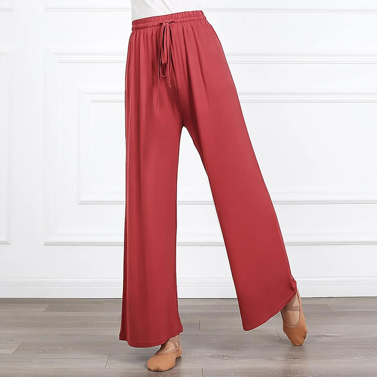 Wide Leg Yoga Pants for Women Comfy Cotton Lounge Workout Pant Loose Flowy Elastic Waist Trousers Trendy Dance Slacks