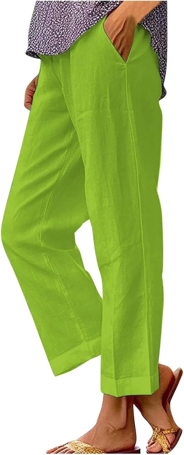 Woman Plus Linen Pants Spring Flowy Wide Leg Linen Pants for Women Women's Cotton Pants