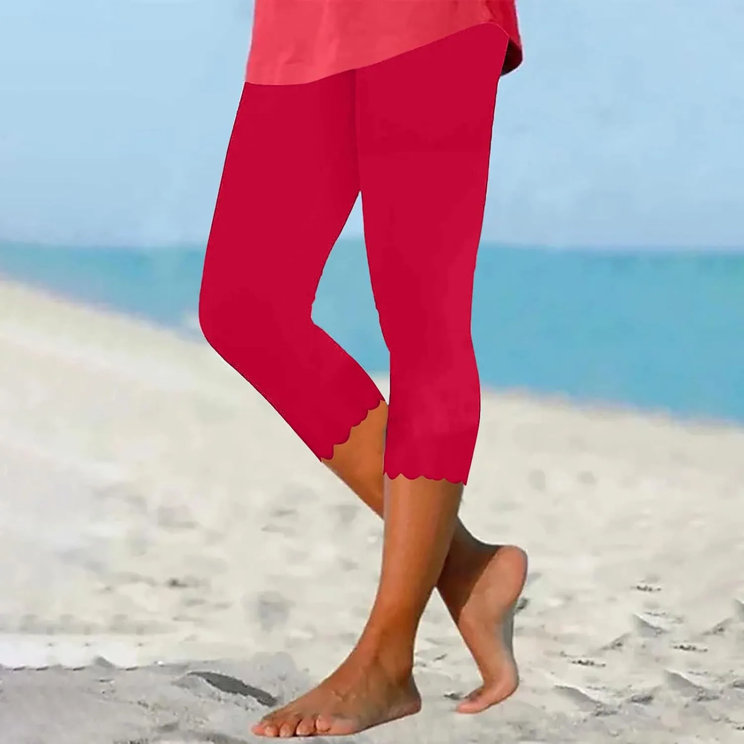 Women Capris Leggings 2024 Summer Causal Cropped Pants Dressy Trendy Knee Length Capri Laides Yoga Clothing