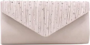 Women Formal Clutch Purse with Chain Rhinestone Wallet Large Capacity Vintage Flap Bag Wedding Party Evening Bag (White)