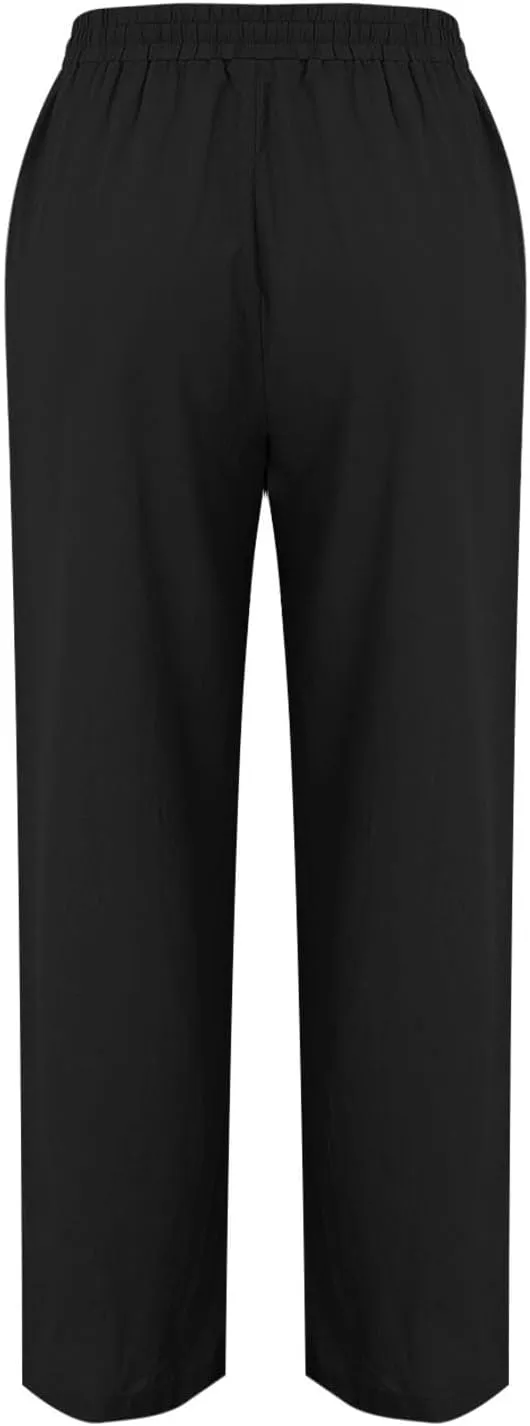 Women Linen Pants Summer Trouser Pant Cotton Blend Drawstring Elastic Waist Wide Leg Pants Women Linen Comfy Linen Pants