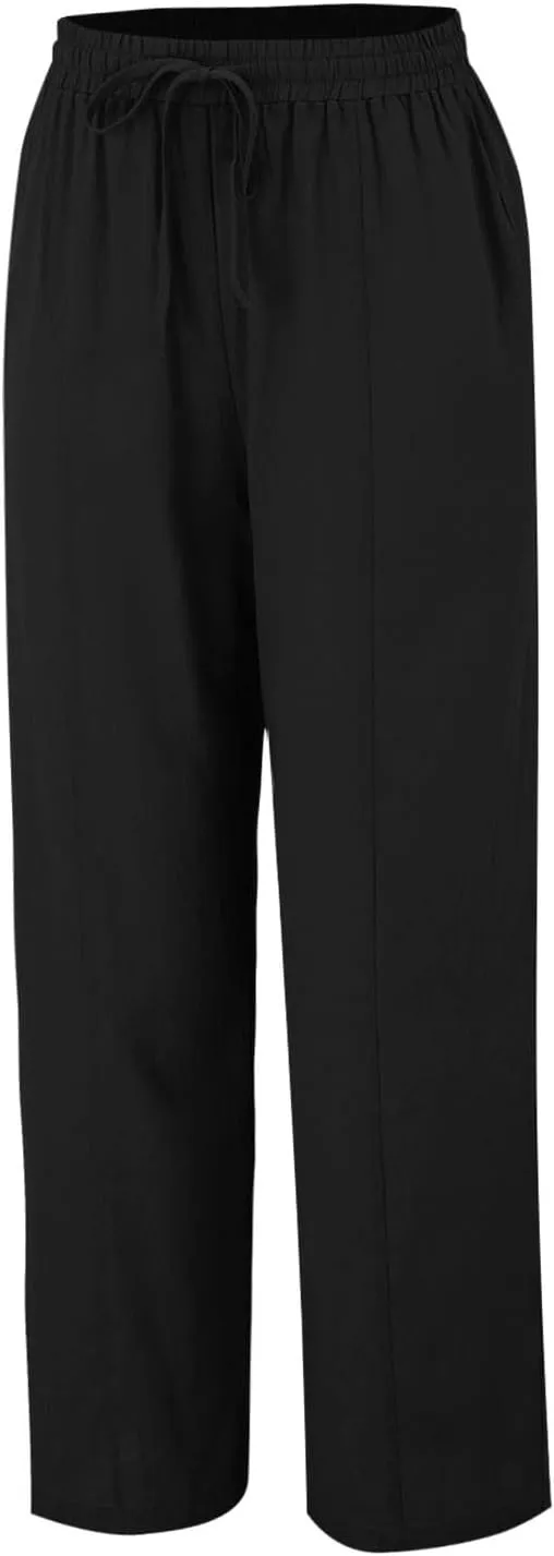 Women Linen Pants Summer Trouser Pant Cotton Blend Drawstring Elastic Waist Wide Leg Pants Women Linen Comfy Linen Pants