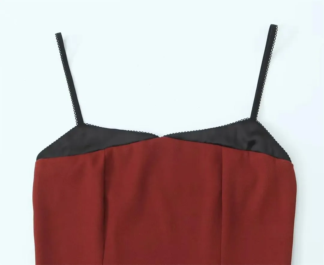 Women Summer Crop Top Spaghetti Straps Slim Tank Tops Patchwork Camisole
