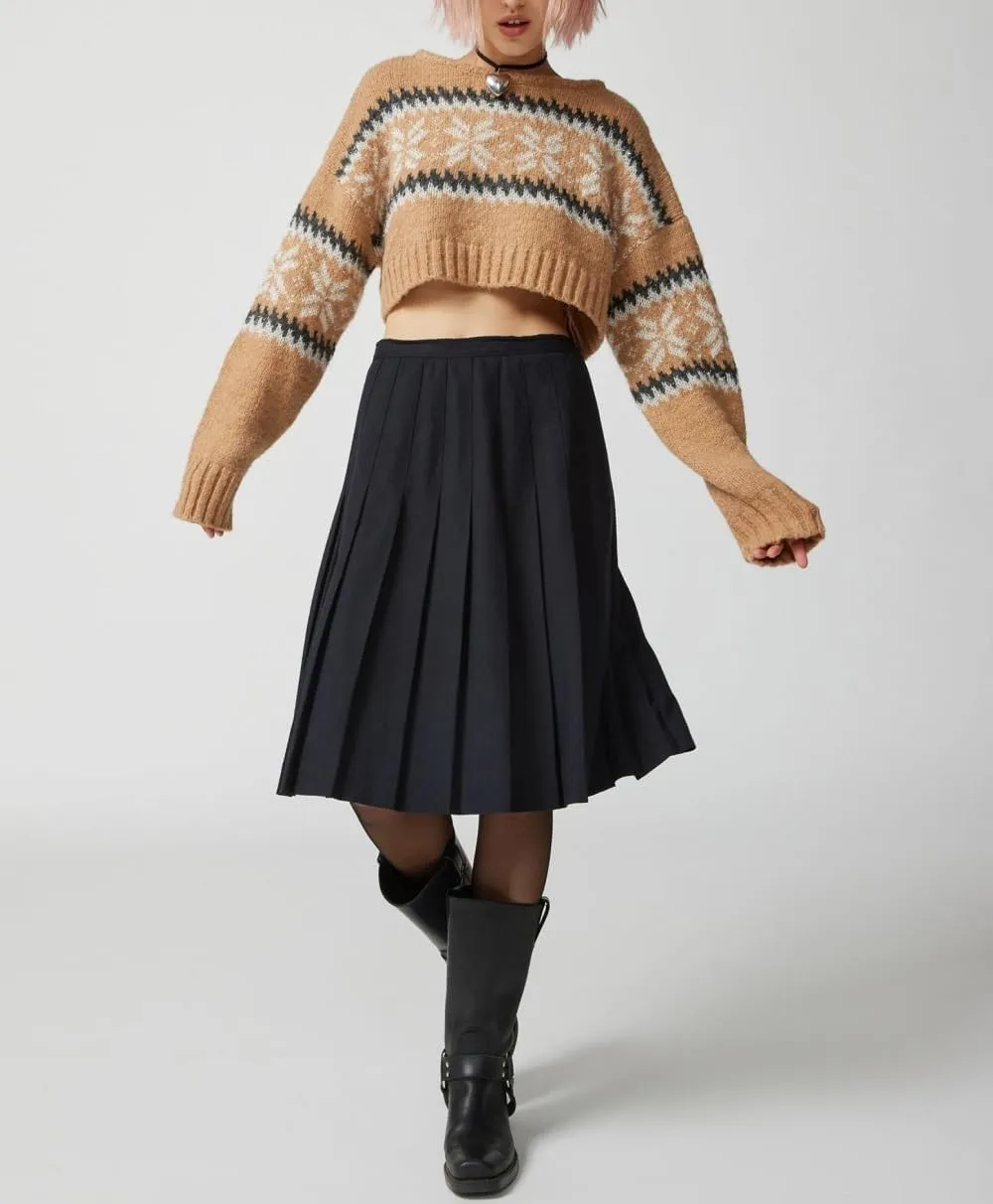 Women Y2K Knitted Crop Tops Color Block Patchwork Sweaters Long Sleeve Crochet Coverup Trendy Autumn Streetwear