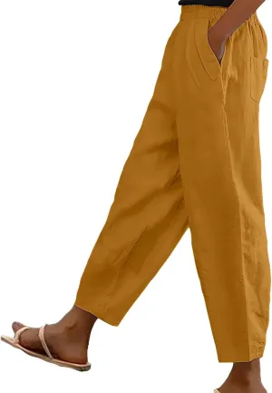 Women's Bottoms Cotton Linen Fashion Solid Color Pants Slim Casual Long Pants Trousers Pants for Women Resort Wear