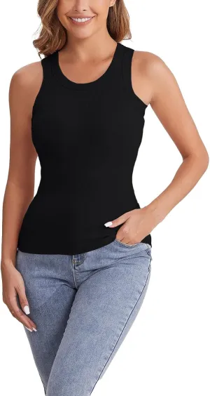 Womens Camisole Adjustable Strap Tank Tops with Shelf Bra Stretch Cotton Undershirts Cami with Shelf Bra Yoga Shirt
