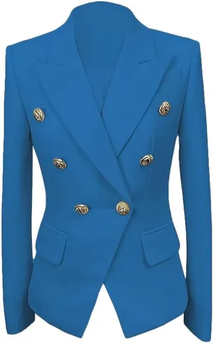 Womens Casual Double Breasted Blazer Jacket Notch Lapel Prom Party Coat Office Lady Jacket for Work Professional
