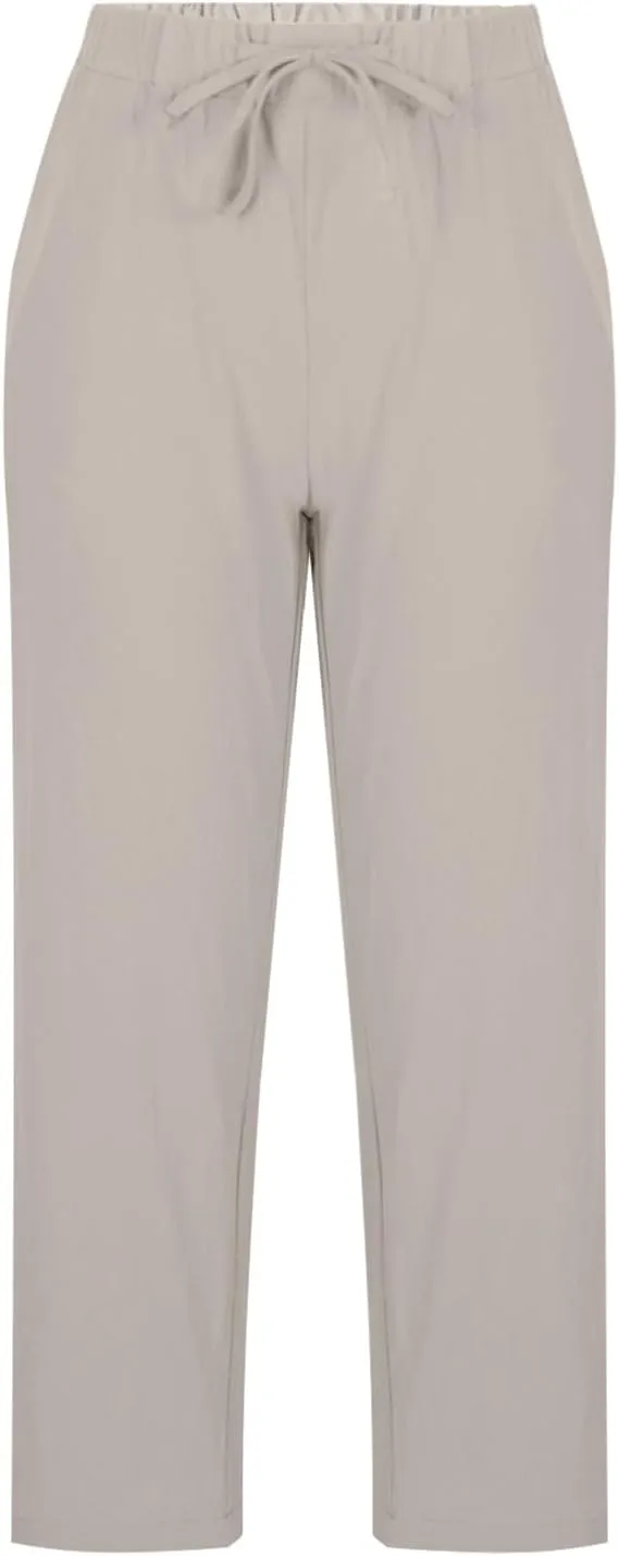 Womens Casual Linen Pants Summer Drawstring Solid Color High Waisted Pants Loose Beach Trousers with Pockets 2025