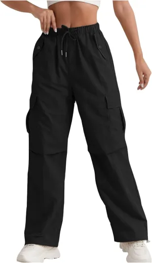 Women's Casual Waist Drawstring Pocket Work Dressy Loose Fit Fashion Pants