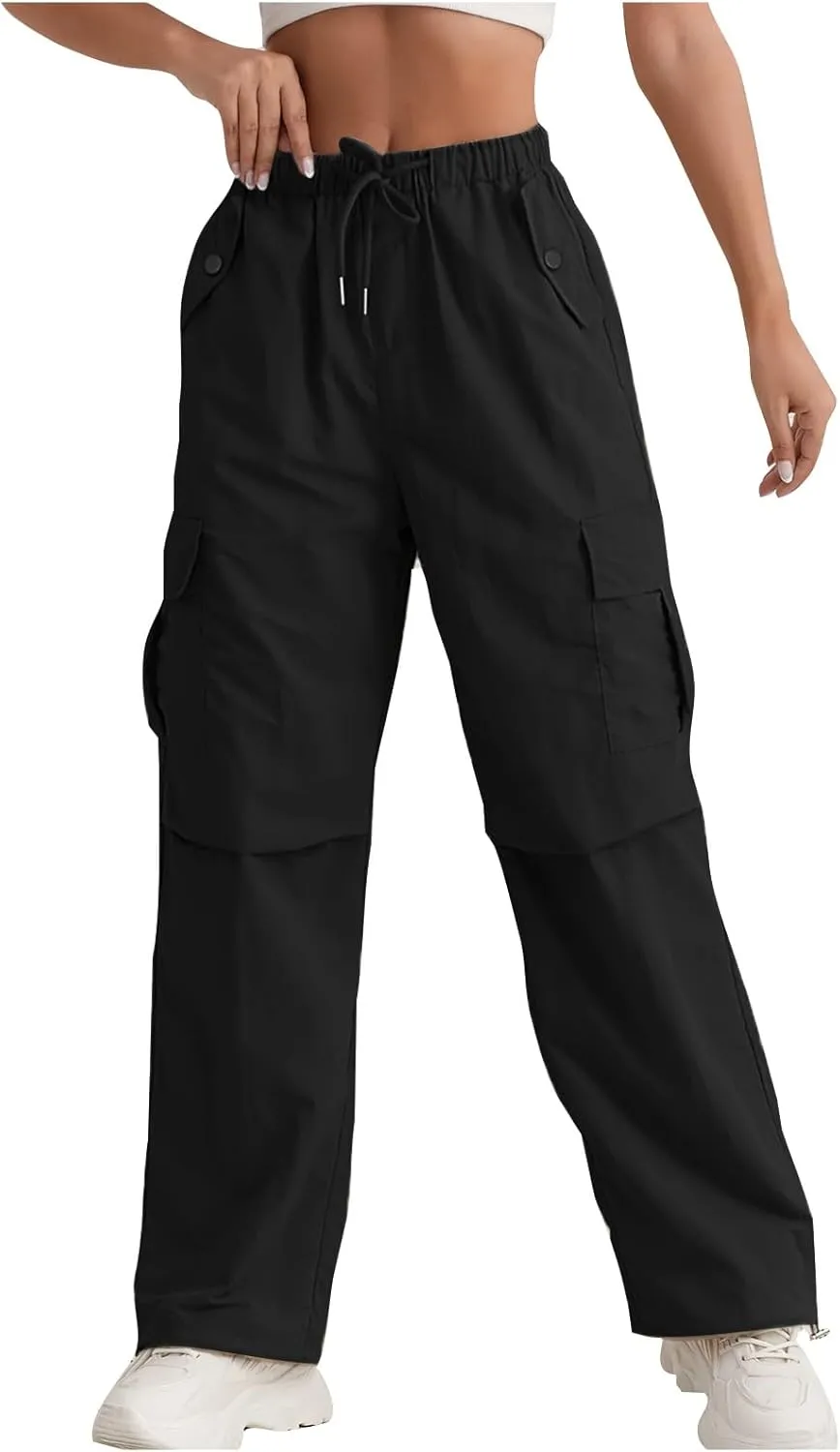 Women's Casual Waist Drawstring Pocket Work Dressy Loose Fit Fashion Pants