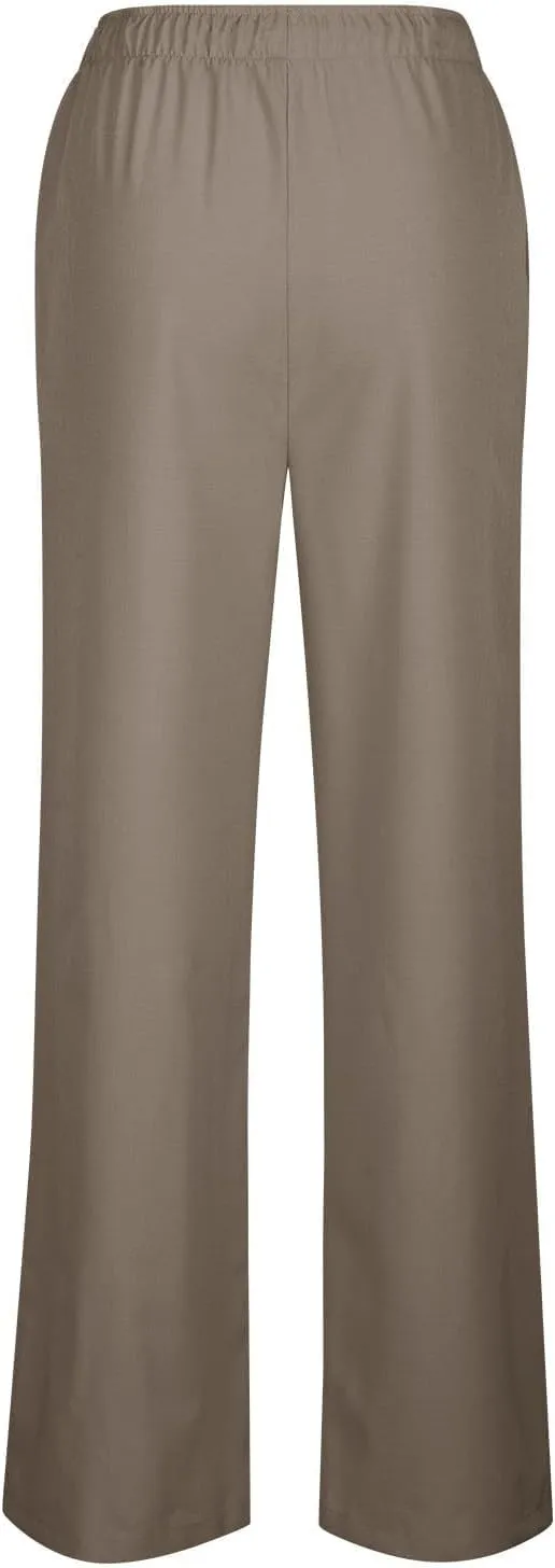 Womens Cotton Linen Trousers High Waisted Drawstring Wide Leg Pants with Pockets Casual Loose Sweatpants for Women