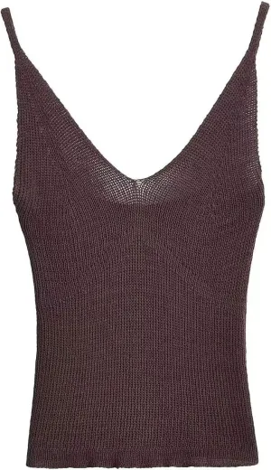 Women's Knitted V-Neck Hanging Tank Top High Street Spaghetti Strap Casual Camisole