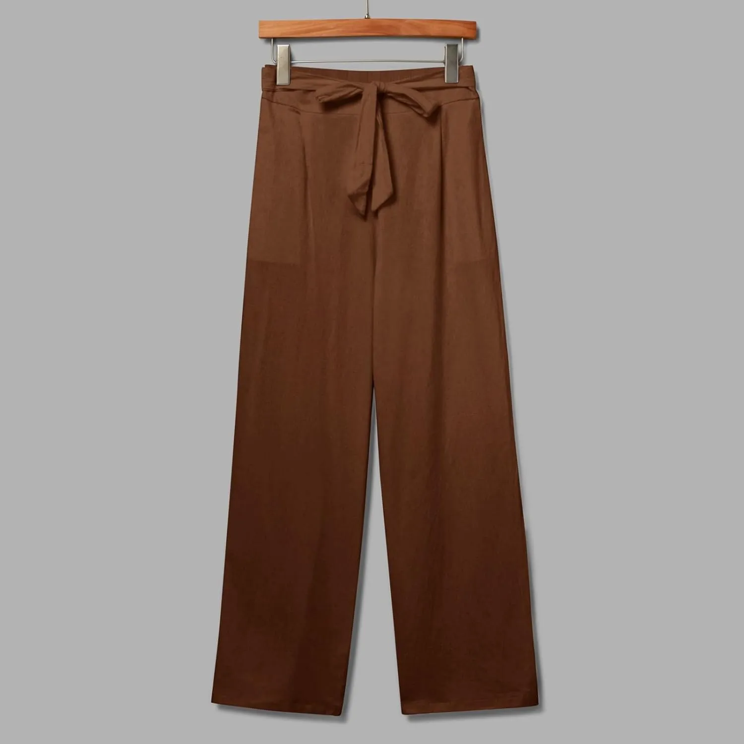 Women's Linen Summer Split Flowy Palazzo Lounge Pants Elastic Waisted Ankle Length Slim Fit Palazzo Lounge