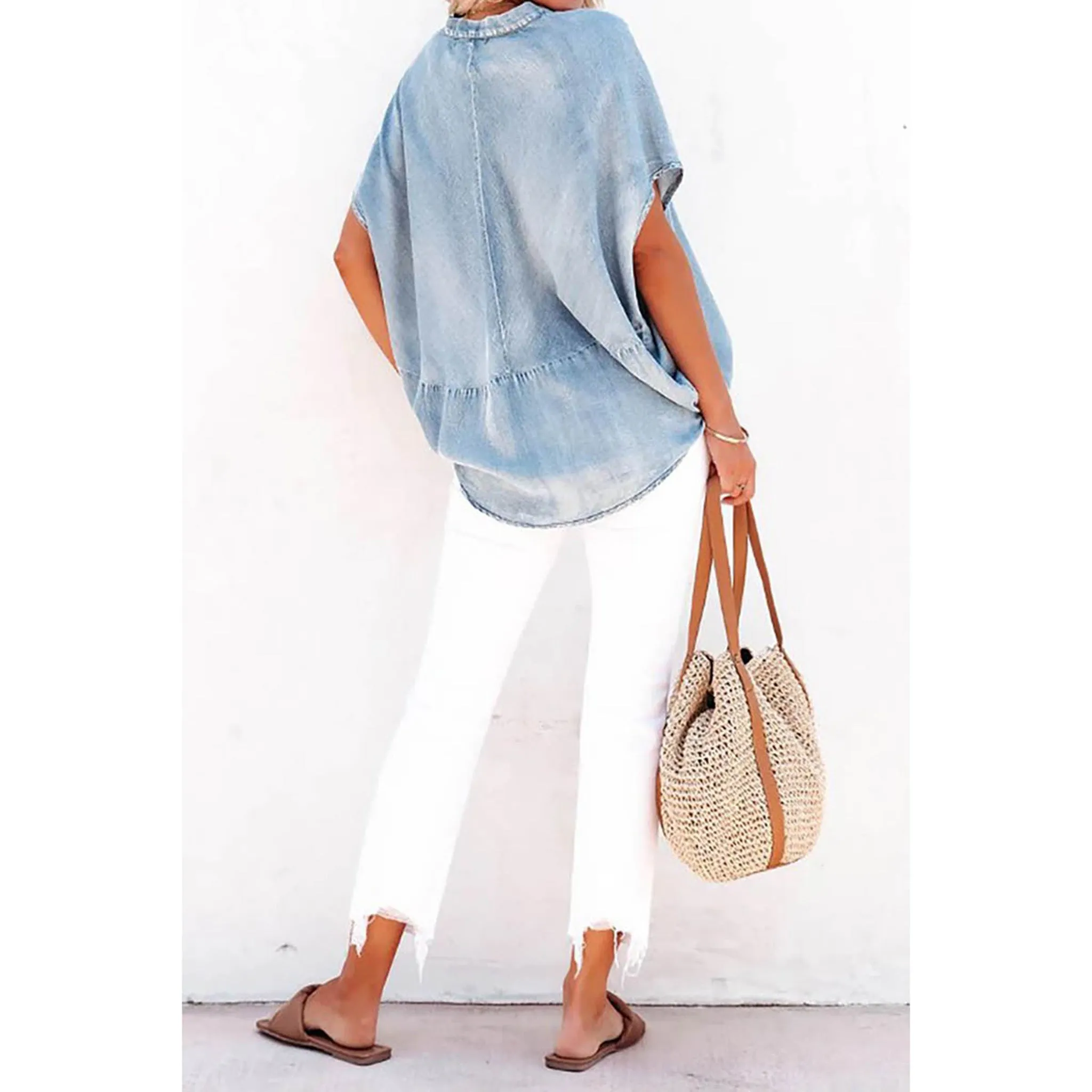 Women's Oversize Denim Blouse