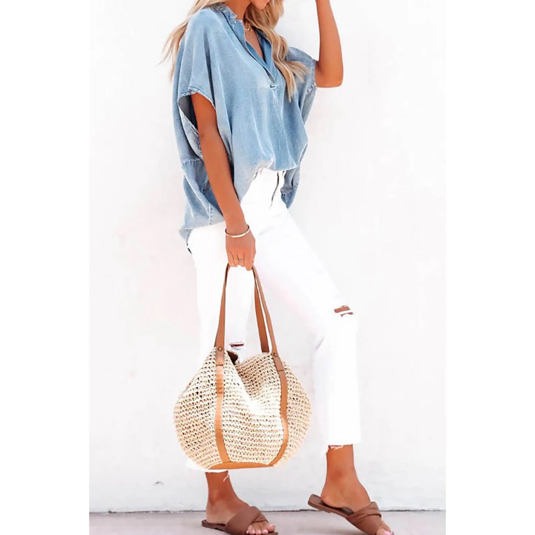 Women's Oversize Denim Blouse